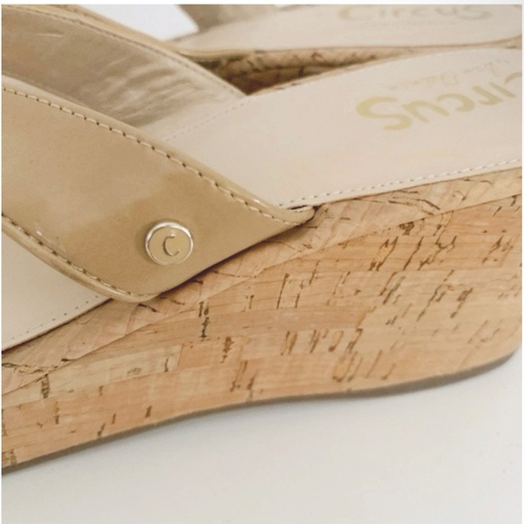 Circus Sam Edelman Raquel cork wedge platform heels sandals nude 10 M - Picture 10 of 12